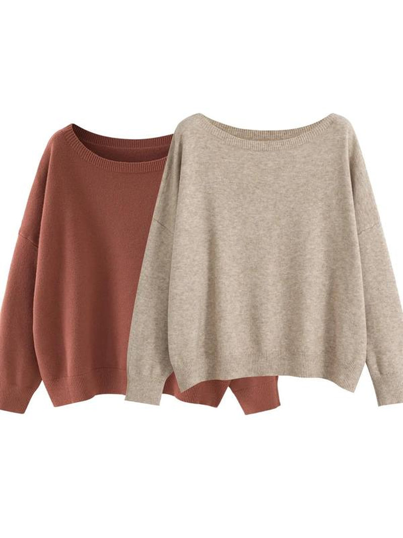 Scoop Neck Knitted Sweater