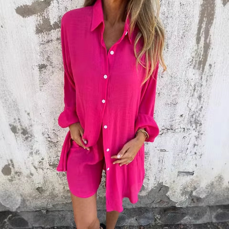 LuxeLoom™ Cotton Linen Two-Piece Set – Effortless Style for Spring & Summer