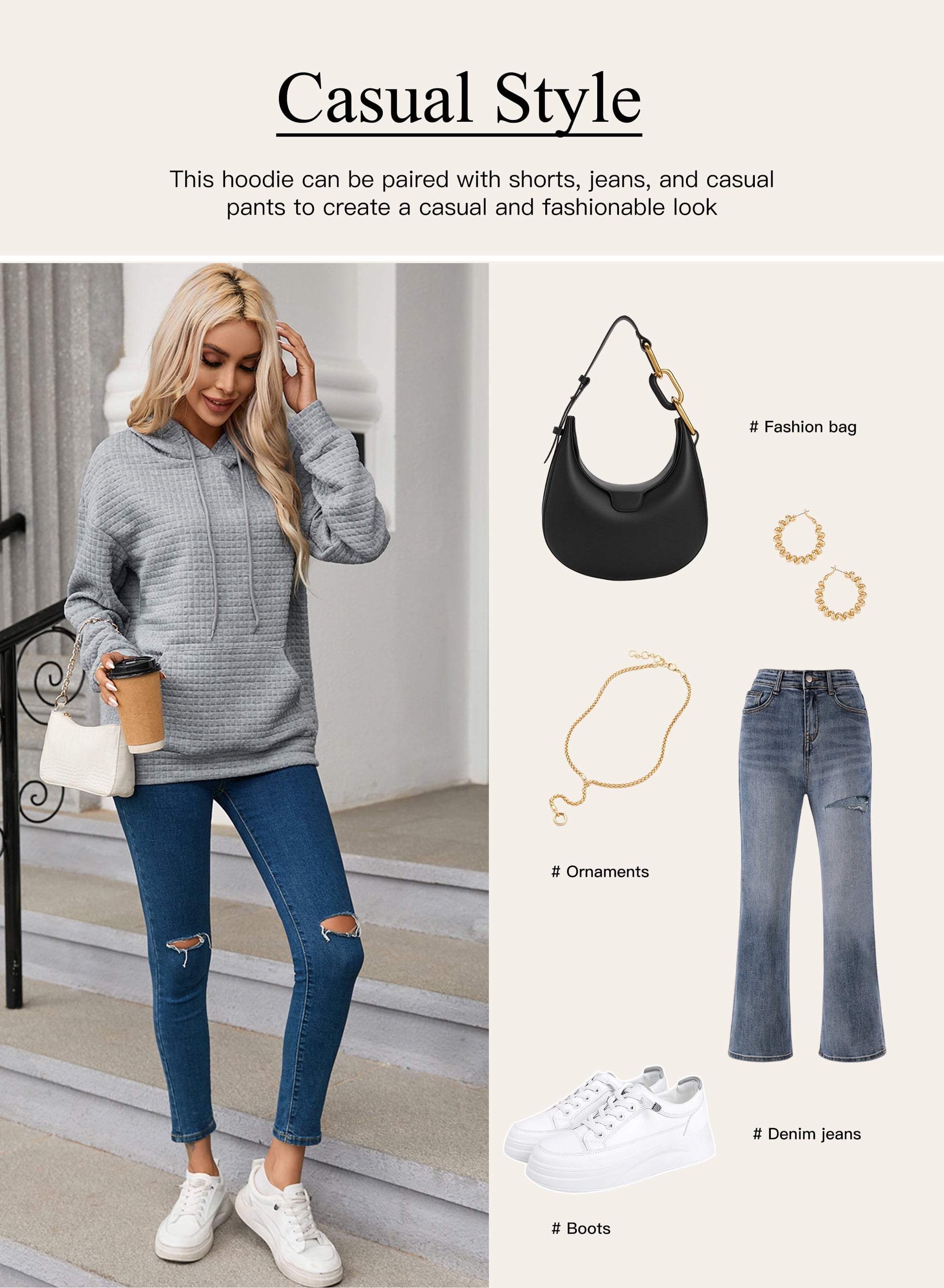 Womens Hoodies Oversized Hoodies Sweatshirts Waffle Knit V Neck Hoodie Pullover Casual Long Sleeve Hooded Tops with Pocket Brown XL